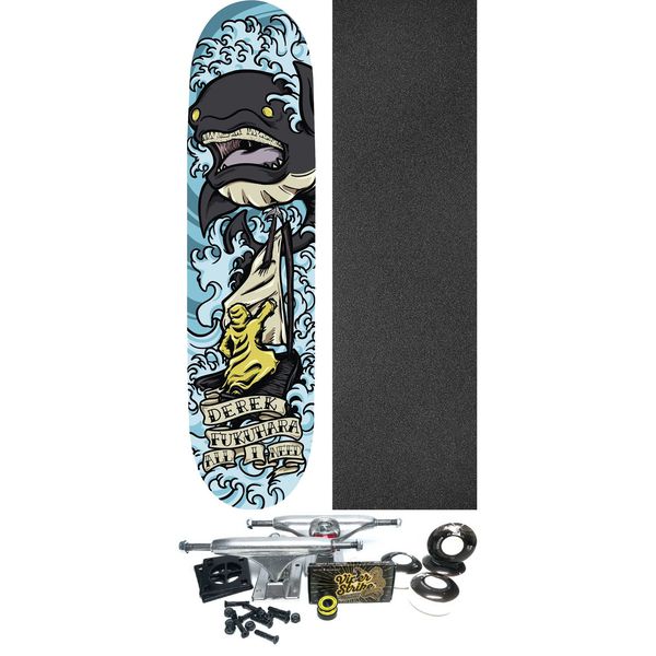 All I Need Skateboards Derek Fukuhara Whale Skateboard Deck - 8.5" x 32.2" - Complete Skateboard Bundle